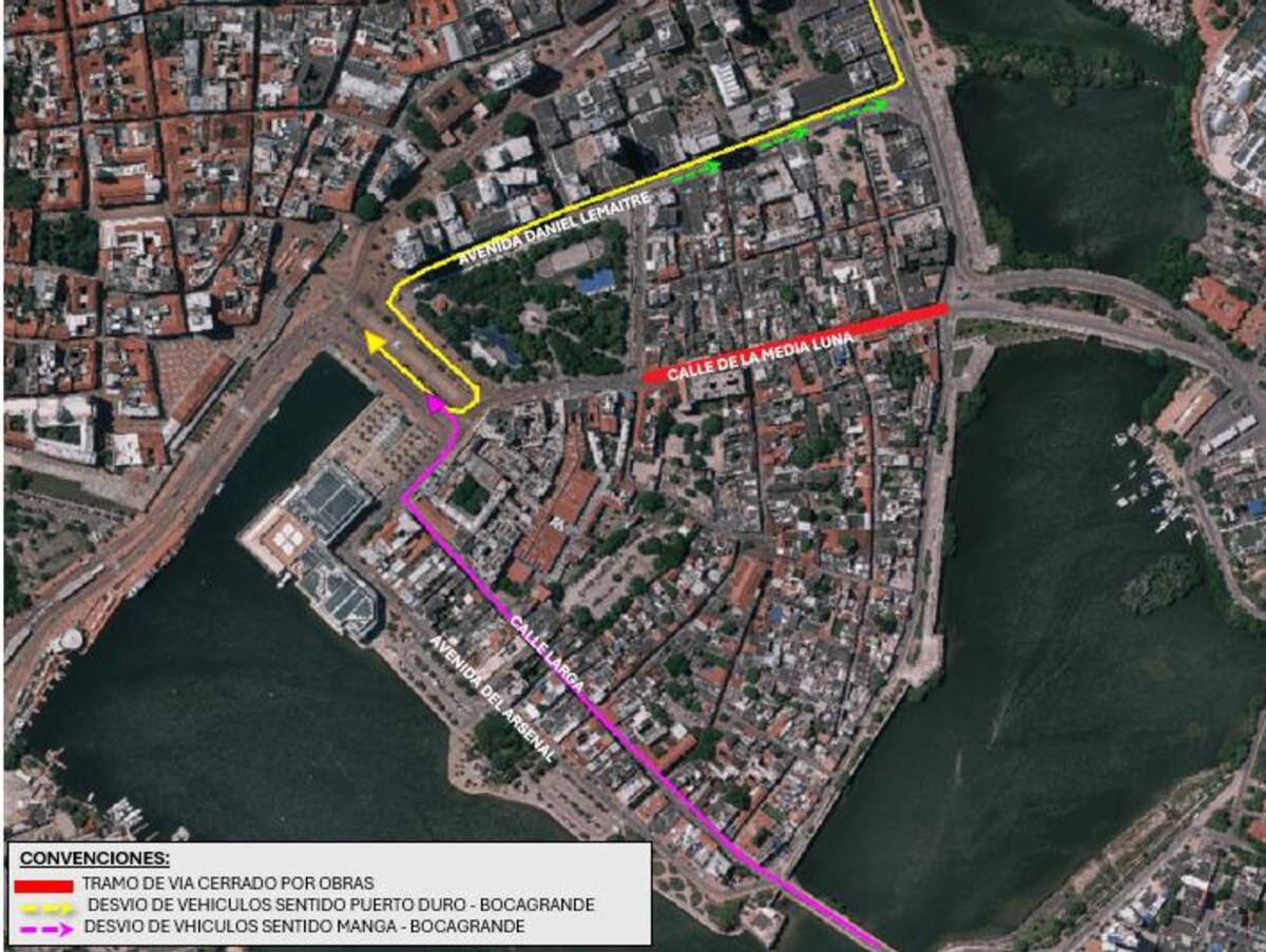 Las rutas alternas son: la Calle Larga y la Avenida Daniel Lemaitre. // Foto: cortesía - Alcaldía de Cartagena