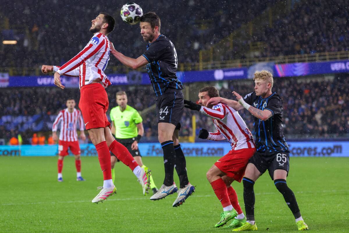 Atlético de Madrid y Brujas empataron en el partido de ida de los 'Play-Offs' de la UEFA Champions League. //Foto, EFE: OLIVIER MATTHYS
