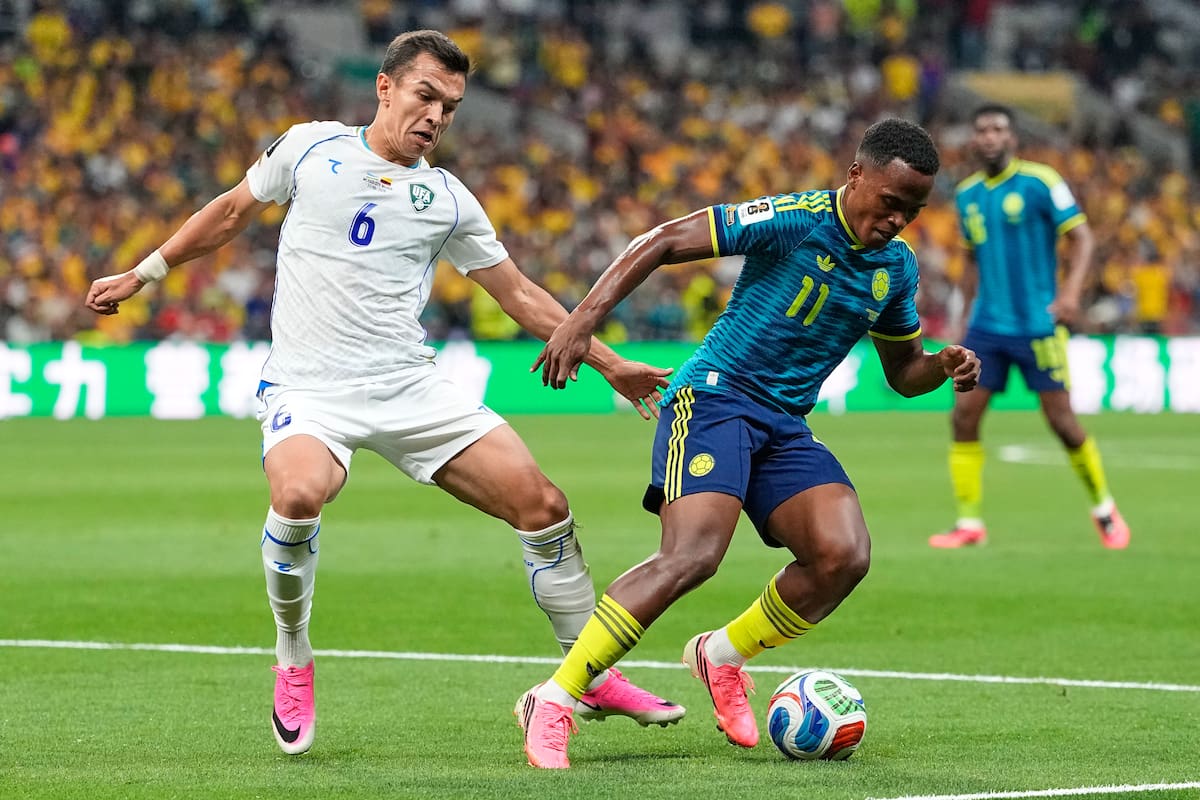 Jhon Arias destacó para Colombia en el debut del Mundial ante Uzbekistán. //Foto, AP: Natacha Pisarenko