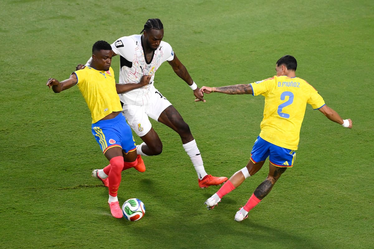 El partido inició bastante parejo entre Colombia y Ghana en los dieciseisavos del Mundial. //Foto, AP: Reed Hoffmann