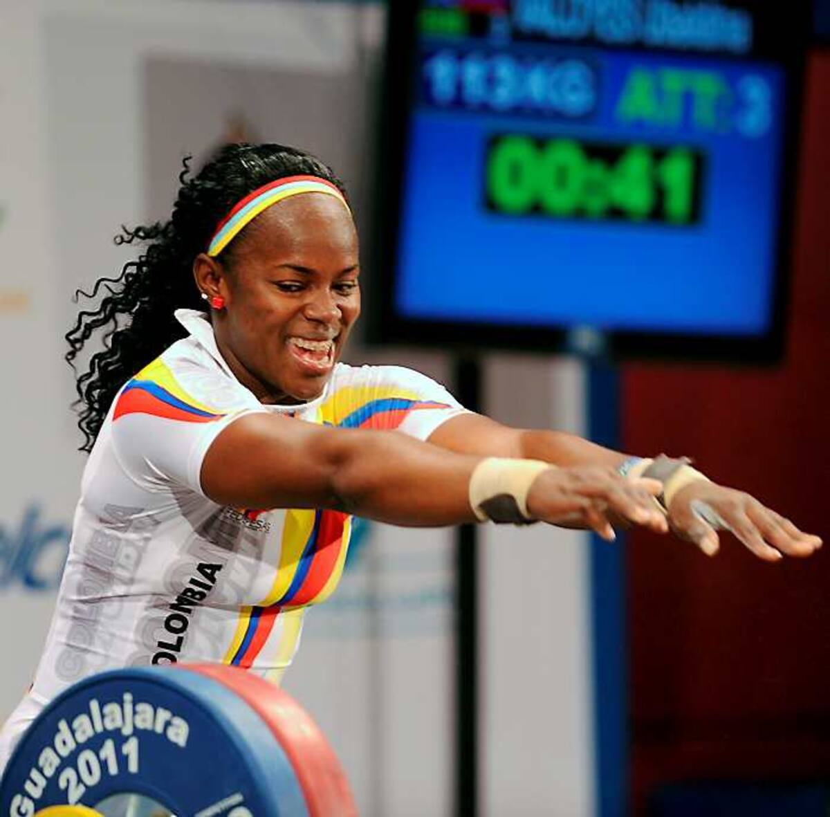 Ubaldina Valoyes ganó oro para Colombia en las pesas de los Juegos Panamericanos. AFP