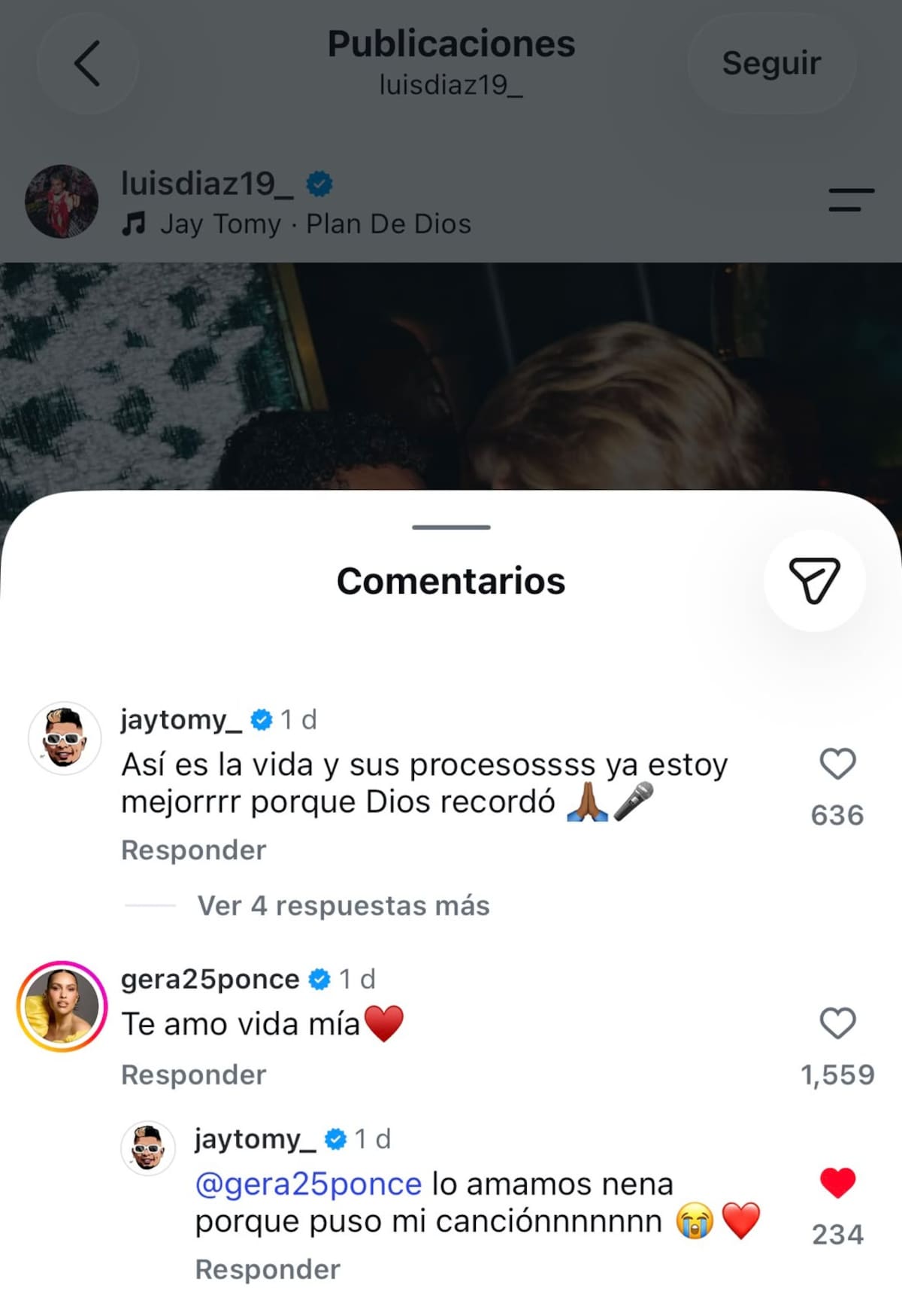 El futbolista y su esposa apostaron por el negro en Londres. Una canción de Jay Tomy también llamó la atención en su publicación.//Foto tomada de IG: @luisdiaz19_