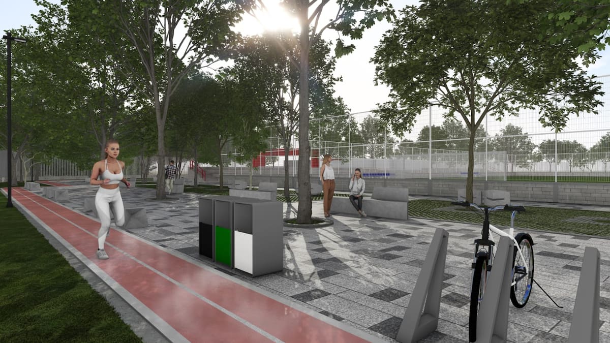Pista para running y cicloparqueaderos en Nuevo Chambacú. // Cortesía