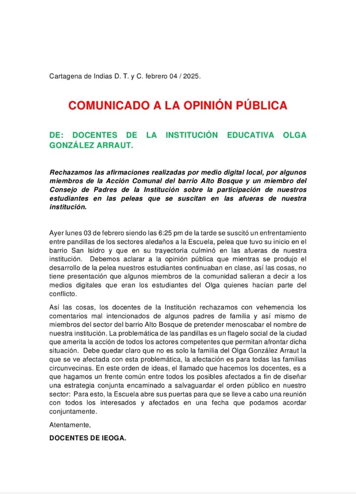 Comunicado oficial omitido por IEOGA. // Foto: cortesía
