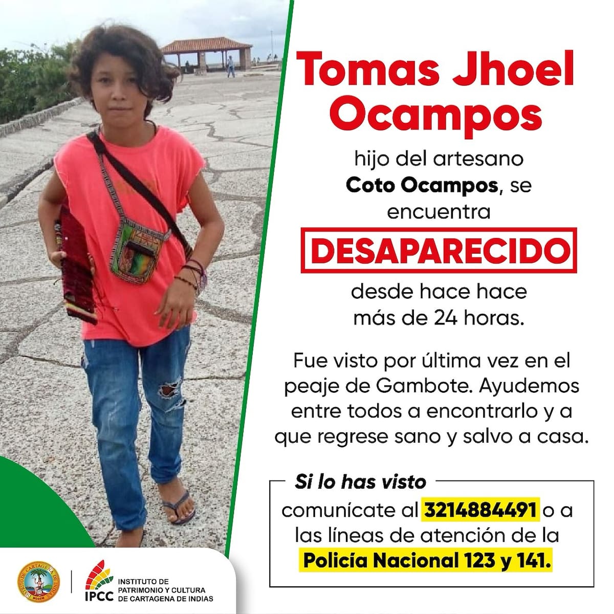 Comunicado IPCC- Niño desaparecido