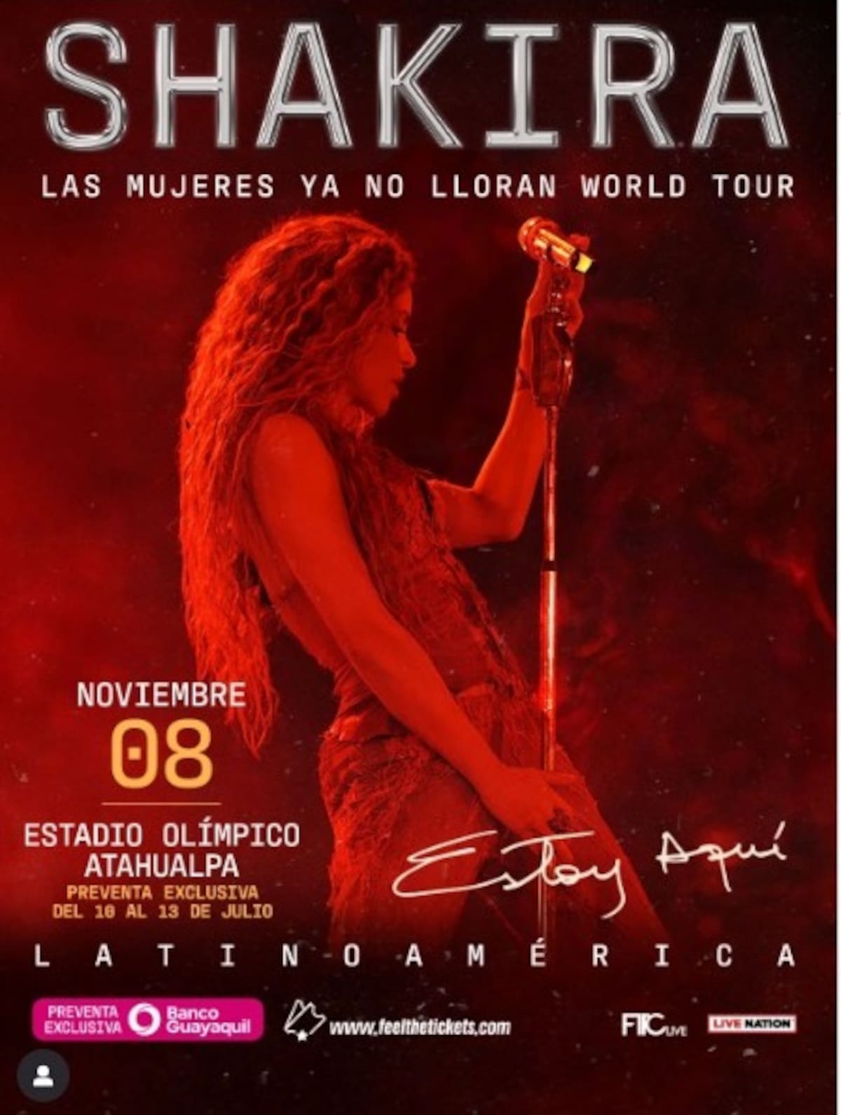 Concierto de Shakira en Quito. // foto tomada de Red IG @feeltheclub