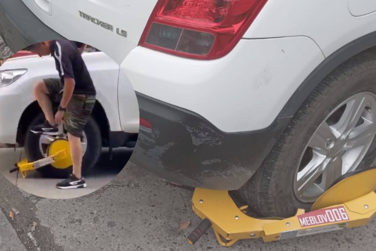 Sorprenden a conductor dañando cepo, Distrito lo denunció
