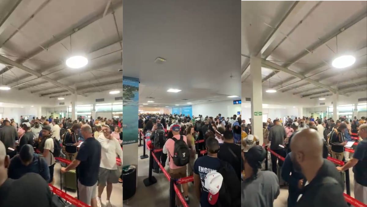 Así se encontraba la zona de llegadas internacionales del Aeropuerto Internacional Rafael Núñez. // Captura de video