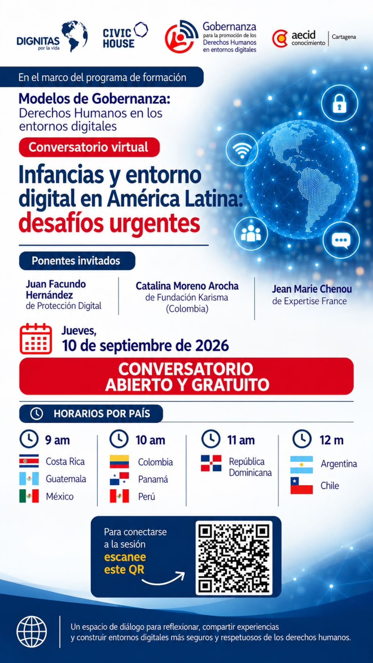 El conversatorio se da en el marco del programa "Modelos de gobernanza: Derechos Humanos en los entornos digitales" // Cortesía: CFCE