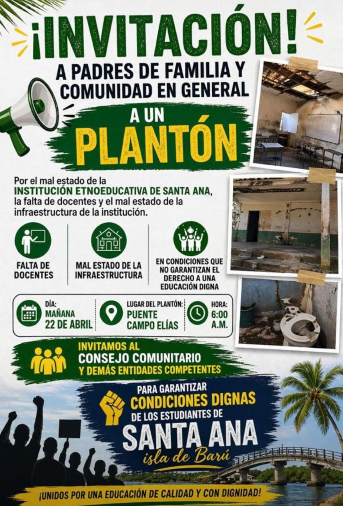Convocatoria del plantón en la vía a Barú. // Foto: cortesía