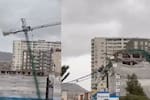 Video registró el momento en que grúa de construcción cae sobre varias casas