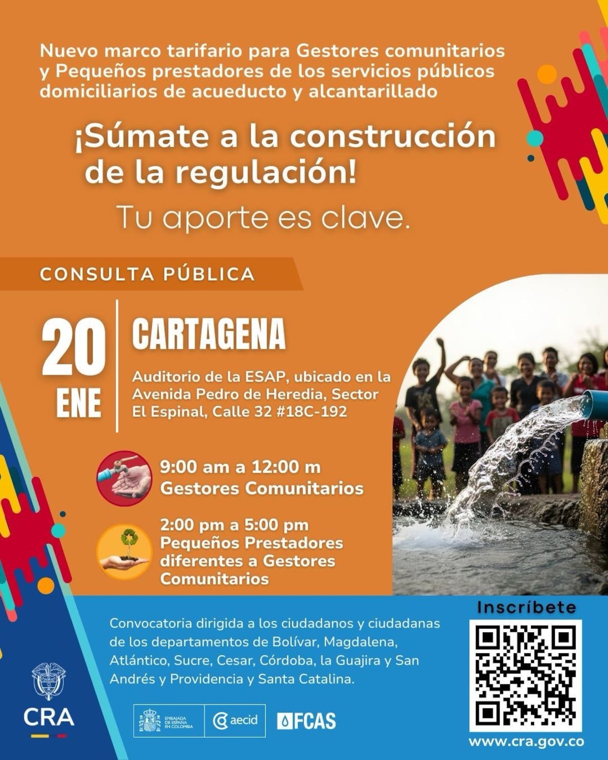 CRA realizará consulta pública en Cartagena sobre tarifas de acueducto y alcantarillado. // cortesía: CRA