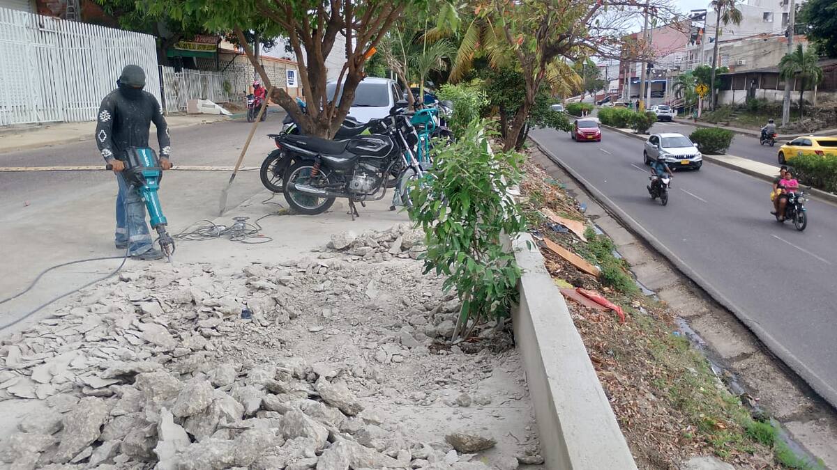Vecinos del sector realizan obras de recuperación de zona verde y espacio público por la avenida Crisanto Luque // Foto: Luis Herrán.