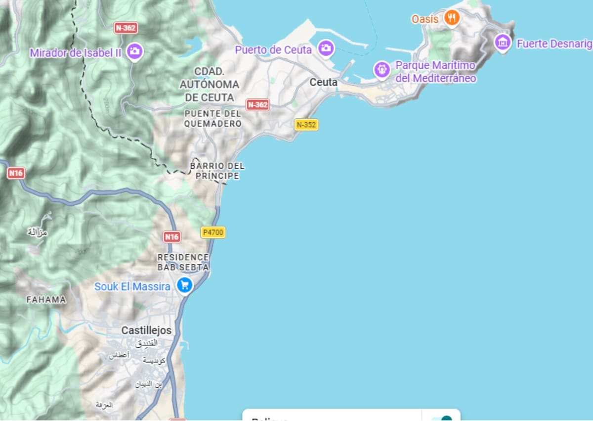 Pantallazo de google maps en el que se ve la distancia entre ambos puntos. //Tomado de la palataforma de Google.