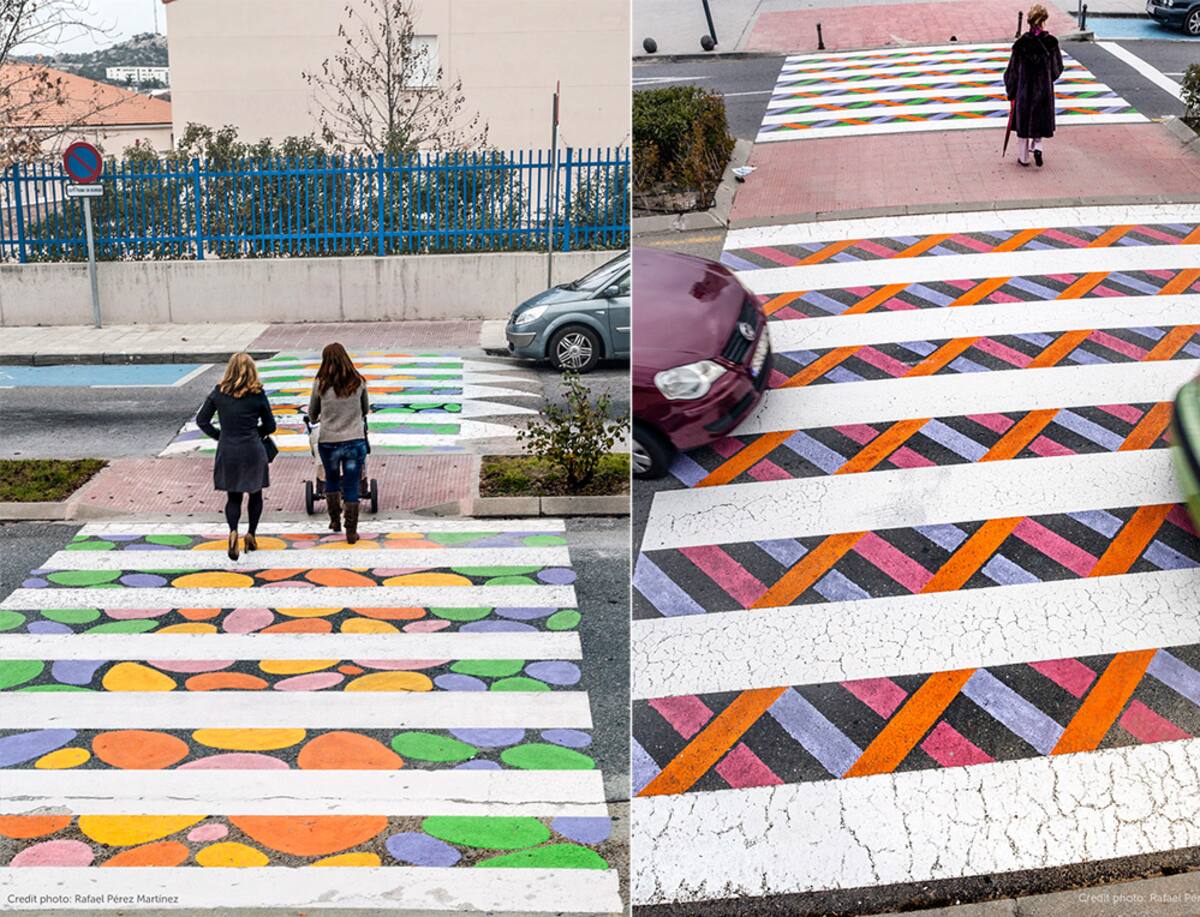 Cruce peatonal en Madrid, España, intervenido por artistas. //Tomada de Picnic Media