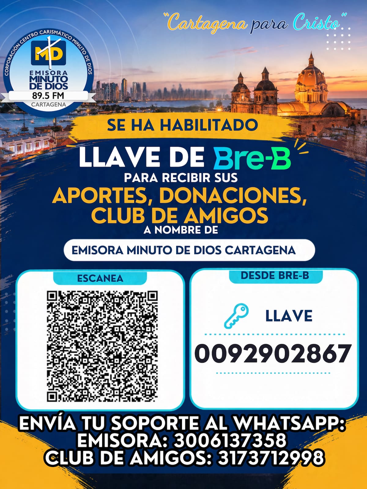Datos de la emisora Minuto de Dios para realizar aportes voluntarios. // Cortesía - Dirección de Minuto de Dios
