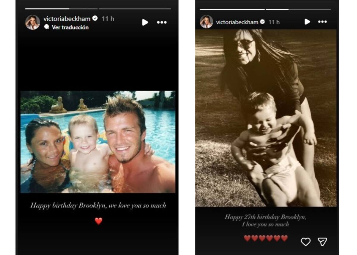 El detalle de Victoria Beckham con Brooklyn Beckham en su cumpleaños. // capturas tomadas de IG @Victoria Beckham