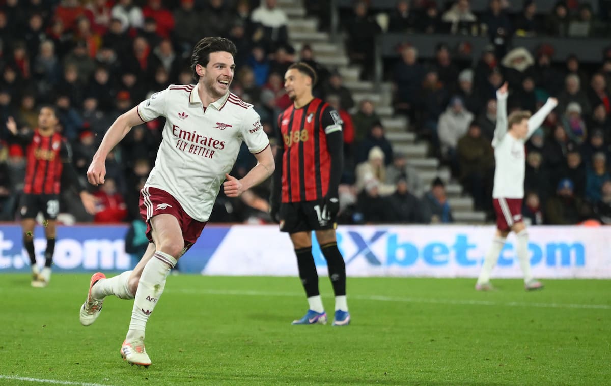 Declan Rice fue el protagonista en la victoria de Arsenal por la Premier League. //Foto, EFE: DANIEL HAMBURY