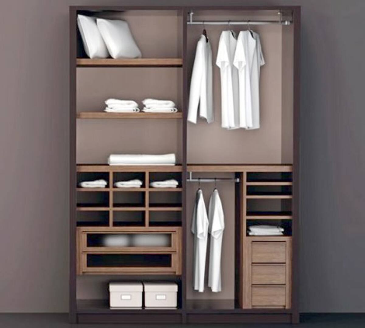 Los clósets funcionales juegan con los tamaños de los entrepaños, módulos y cajones.