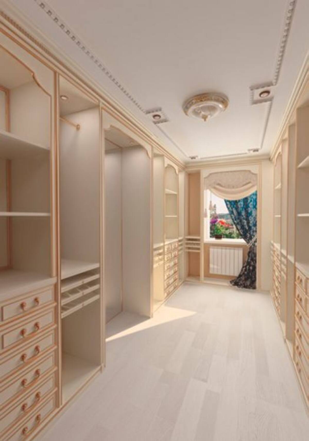 El walk-in closet o vestidor es un privilegio de las áreas amplias, donde además reina una buena aireación e iluminación.