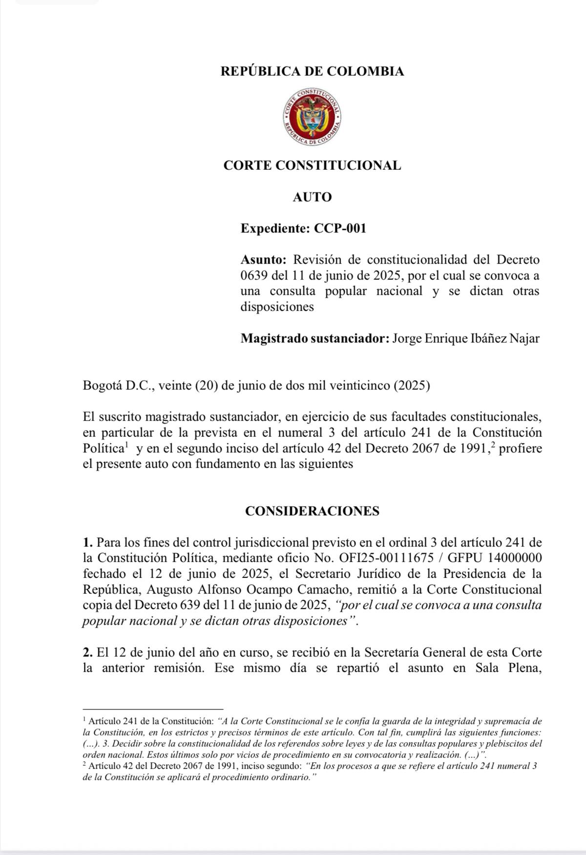 Decreto Corte Constitucional. // Captura de pantalla