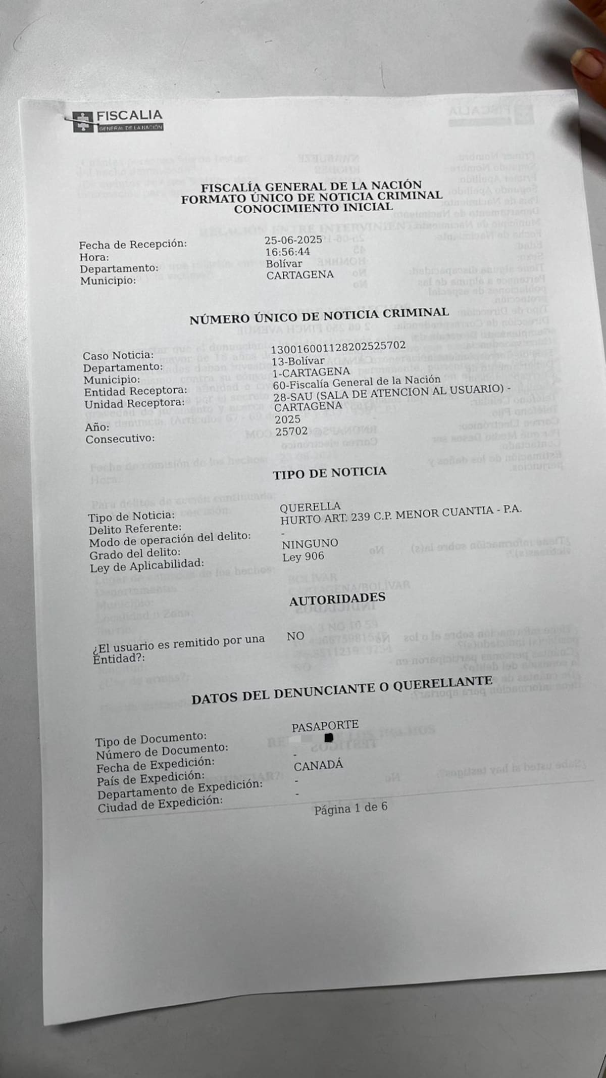 Este caso ya está en manos de la Fiscalía. // Foto: suministrada