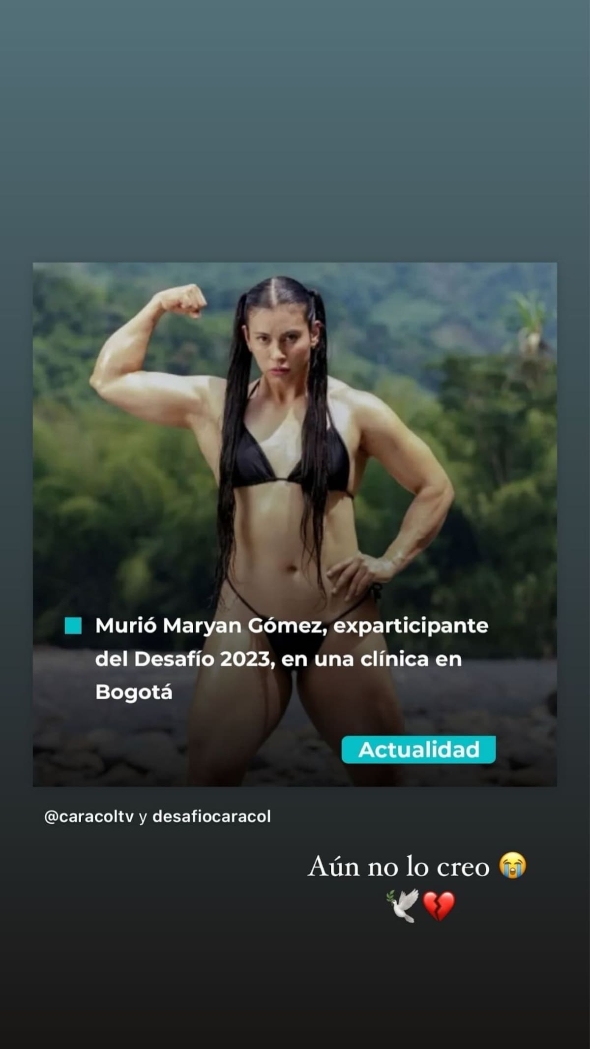 Maryan Gómez salió del programa por una lesión pero compitió en la prueba a muerte. //Foto: Instagram
