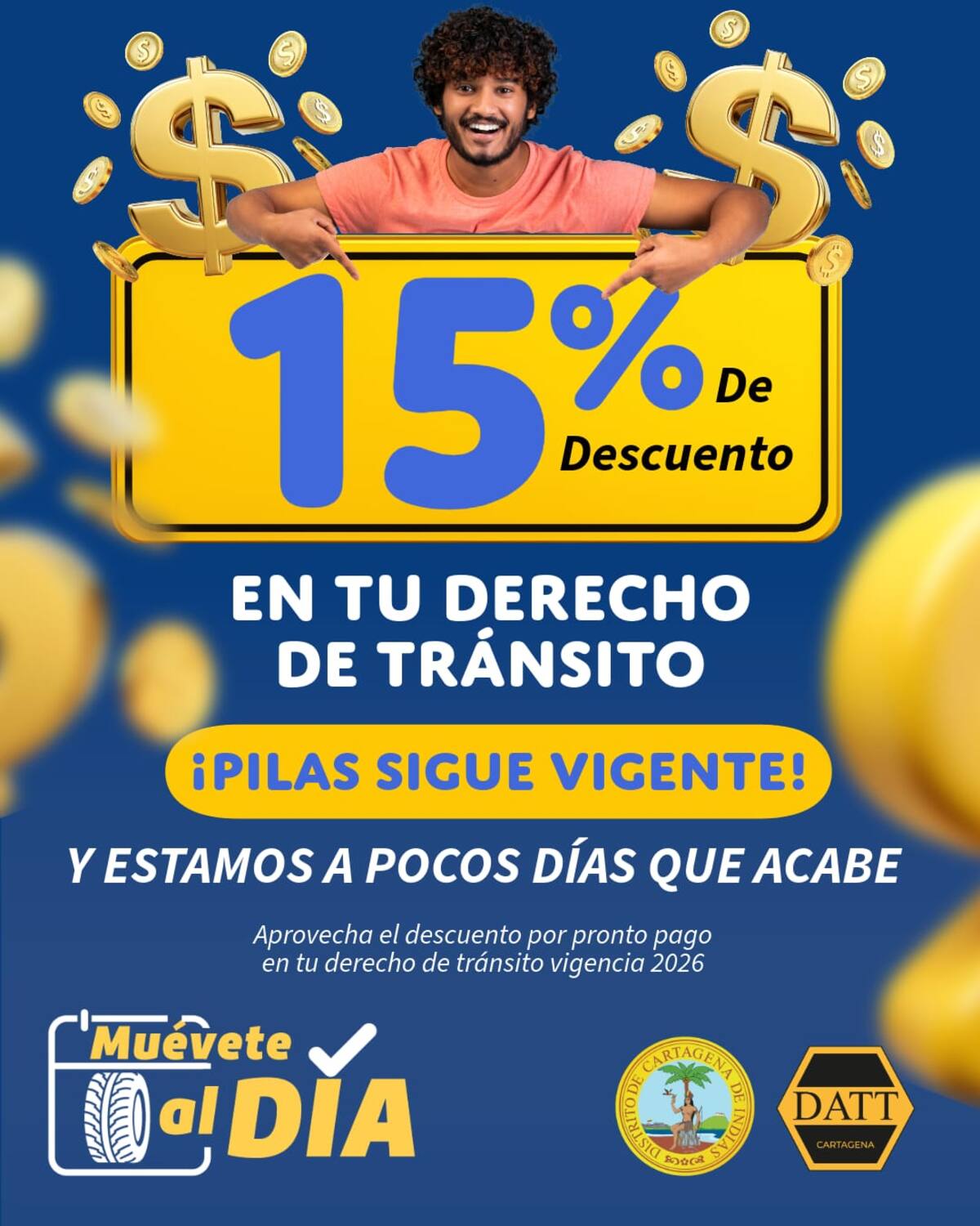 Descuento del 15% en derechos de tránsito. // Foto: cortesía de la Alcaldía de Cartagena