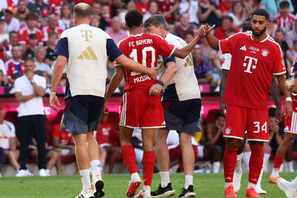 Jamal Musiala ya se había desmayado en el amistoso contra RB Leipzig, el pasado sábado 15 de agosto. //Foto, AP: Karl-Josef Hildenbrand/dpa