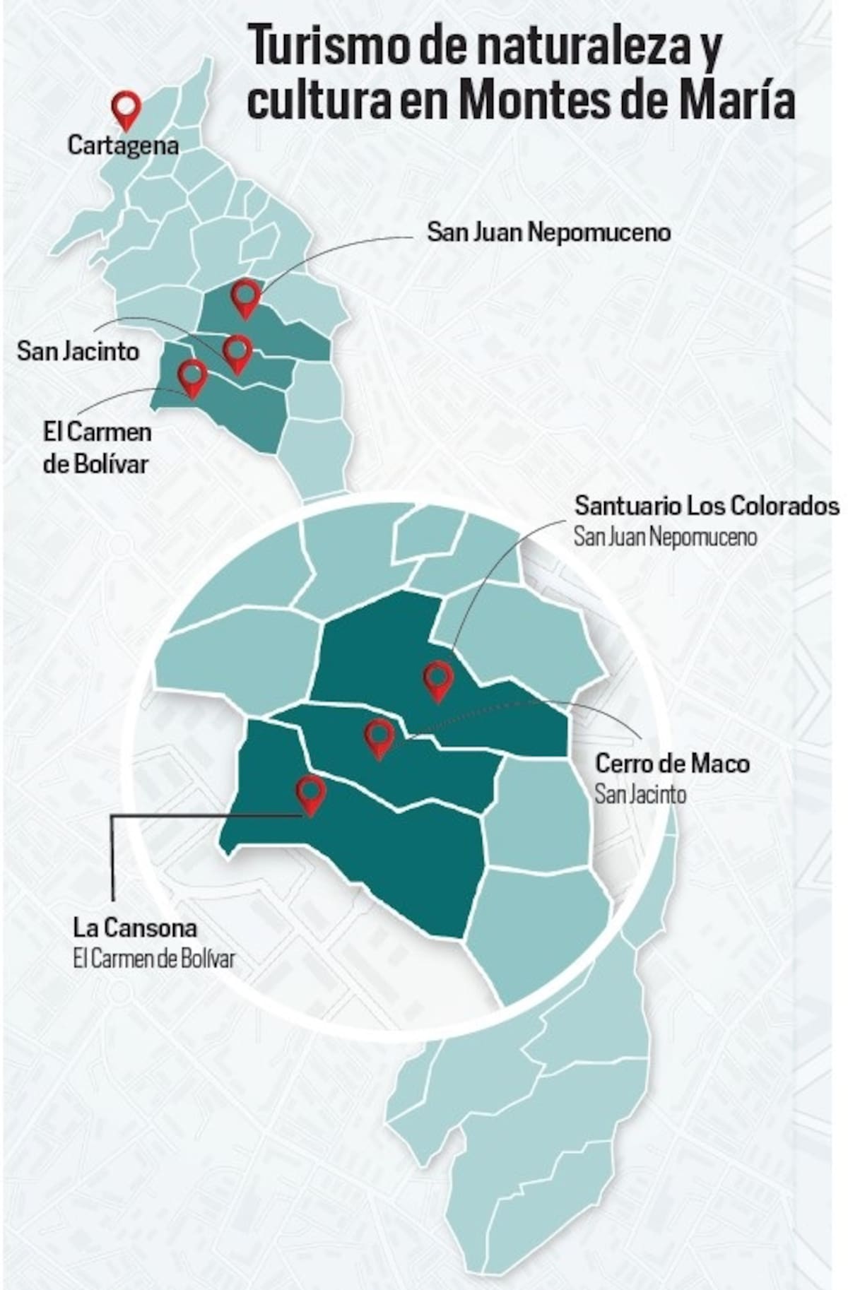 La subregión de los Montes de María, un 'Destino de Paz', en Bolívar. //Diseño -El Universal