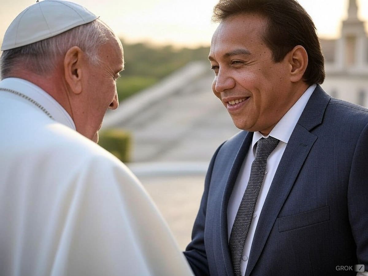 Imagen hecha con IA de Diomedes Díaz junto al Papa Francisco. //Foto: Tomada de X.