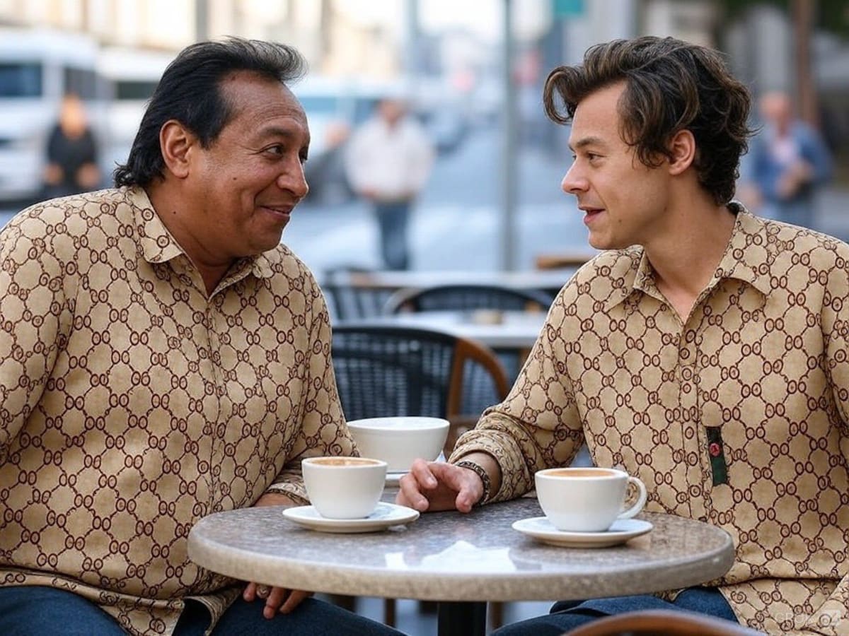 Imagen hecha con IA de Diomedes Díaz junto a Harry Styles. //Foto: Tomada de X.