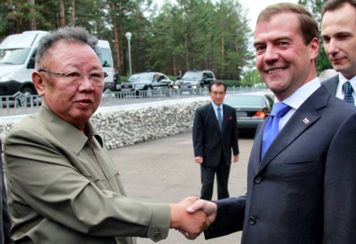 Kim Jong II, presidente de Corea del Norte, y Dmitry Medvedev, Presidente de Rusia.
