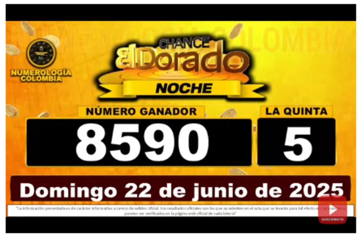 Resultados del sorteo de El Dorado Noche del 22 de junio de 2025.