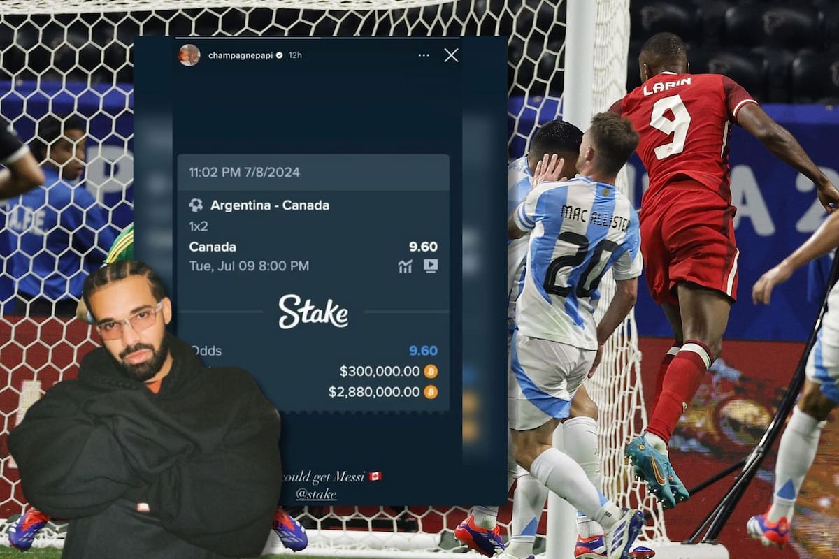 Drake apostó 300 mil dólares a que Canadá eliminará a Argentina de la Copa