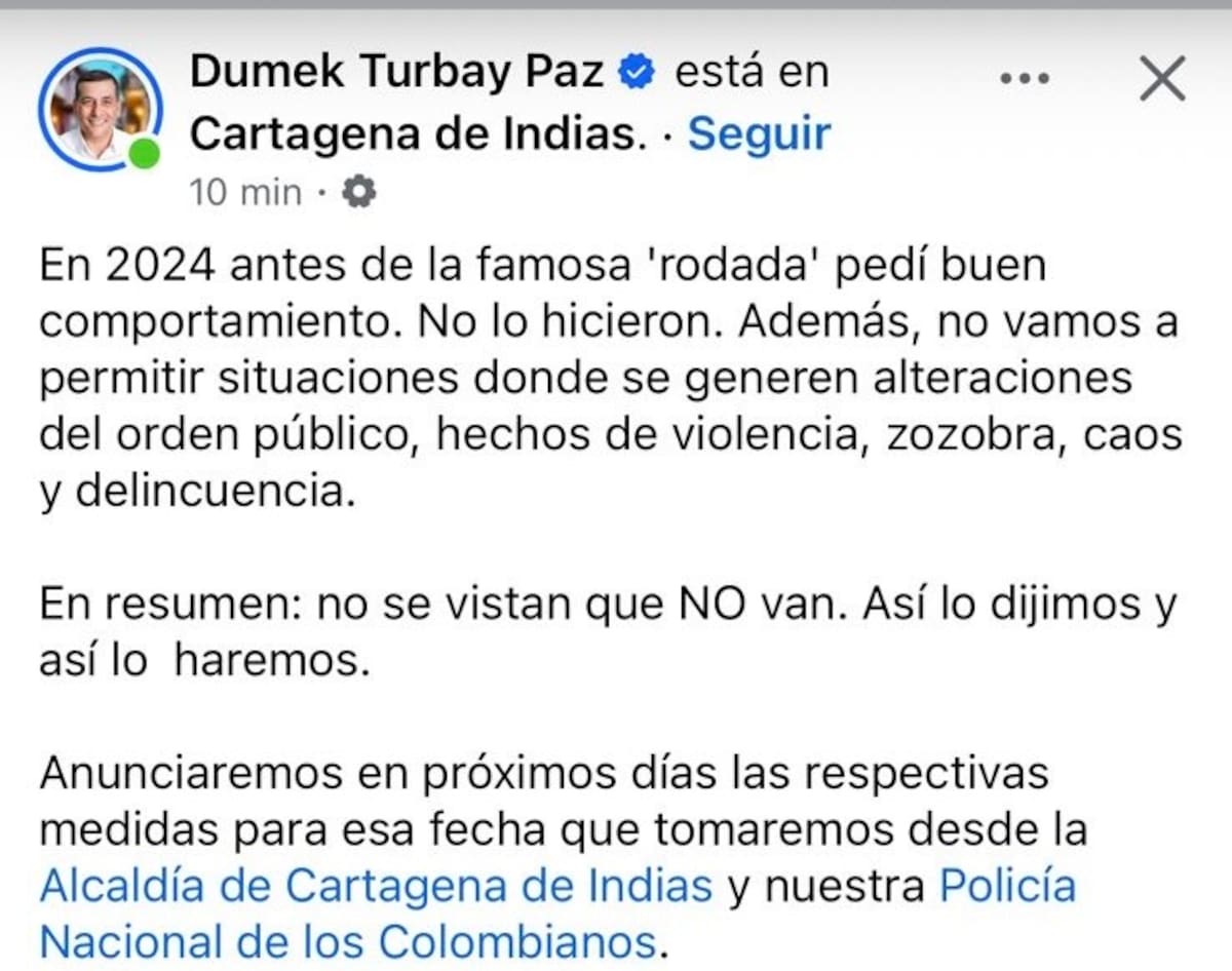Dumek advierte que no permitirá caravana de motociclistas en Halloween. // captura de pantalla