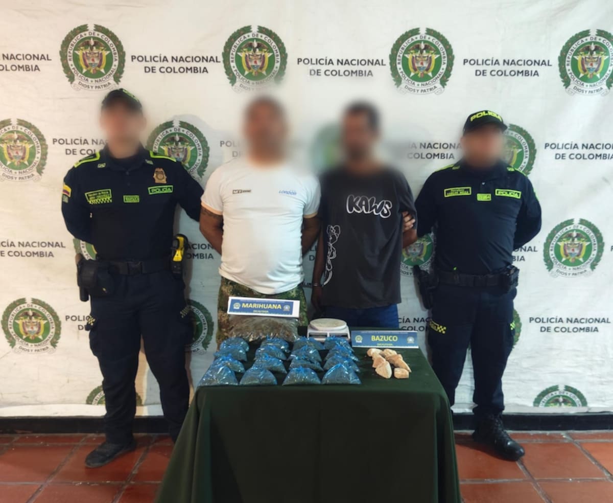La Policía, además de capturas, también reportó la incautación de sustancias alucinógenas como marihuana y bazuco que estaban listas para su distribución.//Cortesía Policía Mebar.