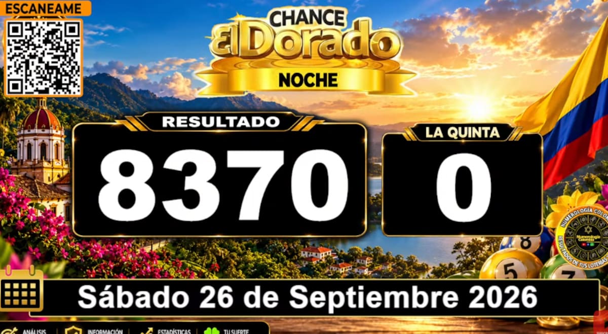 El Dorado Noche del 26 de septiembre de 2026. // Foto: captura de pantalla del canal de YouTube @NumerologíaColombia.