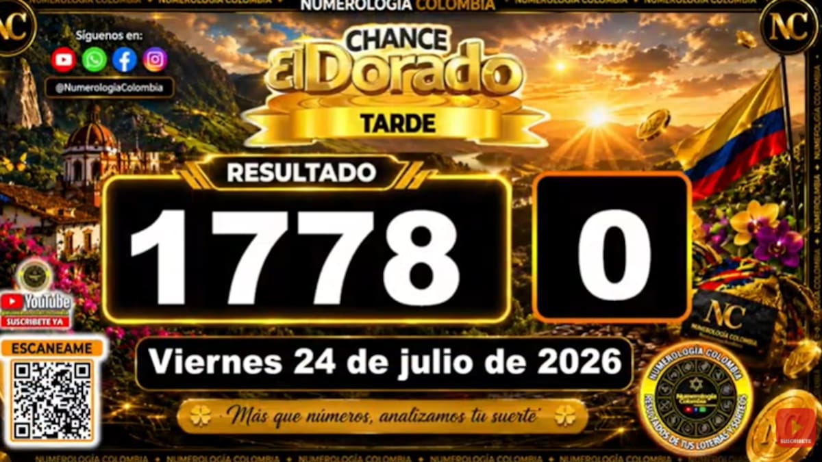 El Dorado Tarde del 24 de julio de 2026. // Foto: captura de pantalla del canal de YouTube @NumerologíaColombia.