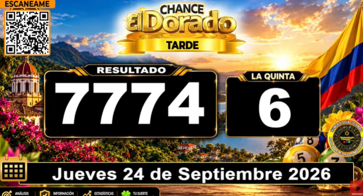 El Dorado Tarde del 24 de septiembre de 2026. // Foto: captura de pantalla del canal de YouTube @NumerologíaColombia.
