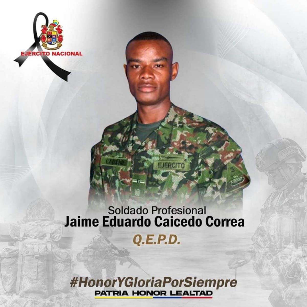 El Ejército Nacional lamentó la perdida del uniformado.