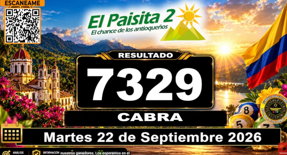 El Paisita Noche del 22 de septiembre de 2026. // Foto: captura de pantalla del canal de YouTube @NumerologíaColombia.