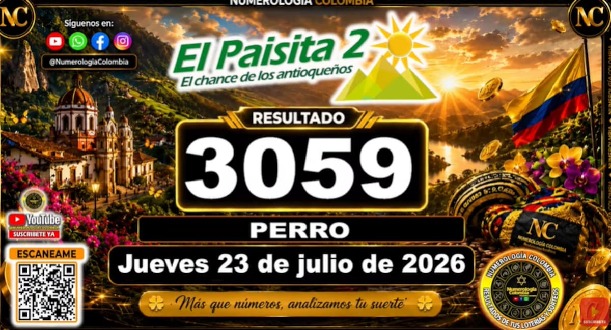 El Paisita Noche del 23 de julio de 2026. // Foto: captura de pantalla del canal de YouTube @NumerologíaColombia.