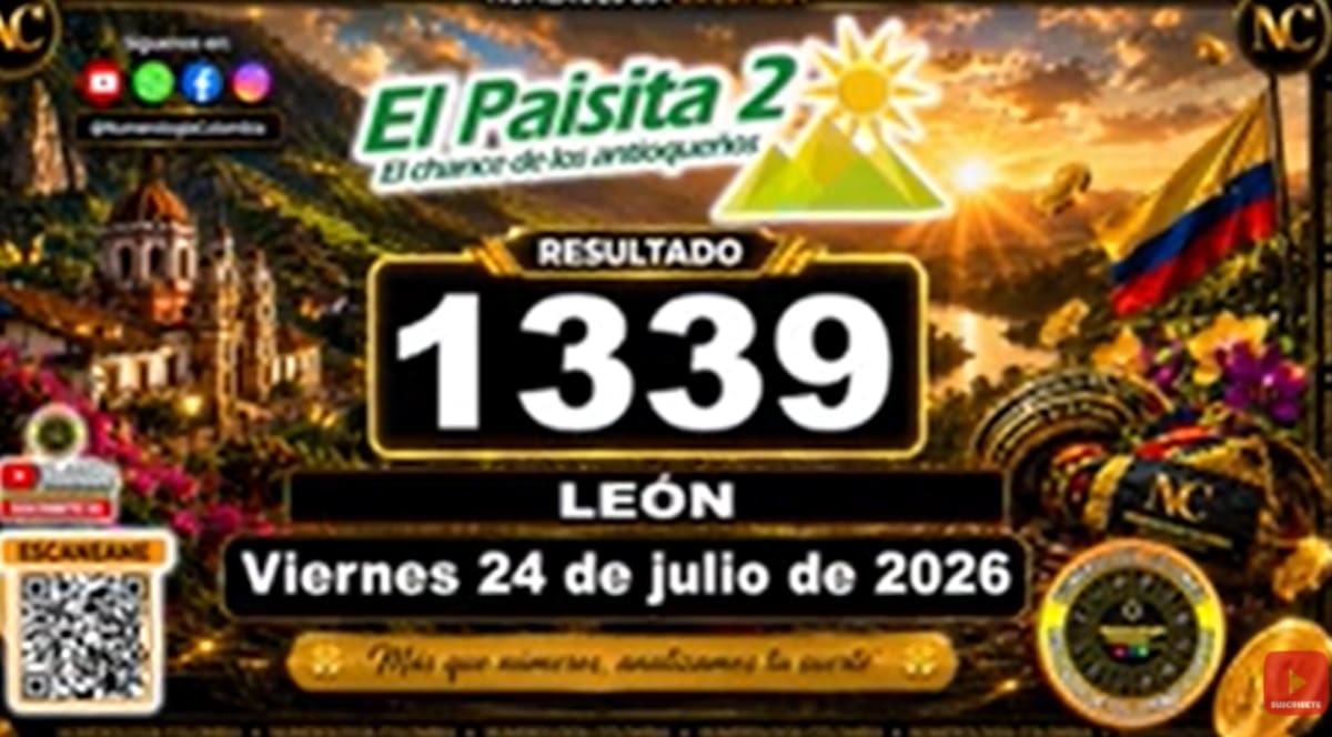 El Paisita Noche del 24 de julio de 2026. // Foto: captura de pantalla del canal de YouTube @NumerologíaColombia.