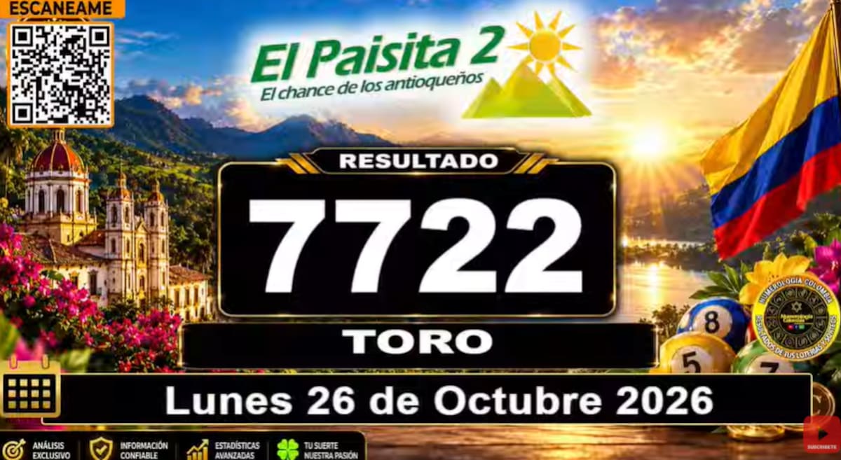 El Paisita Noche del 26 de octubre de 2026. // Foto: captura de pantalla del canal de YouTube @NumerologíaColombia.