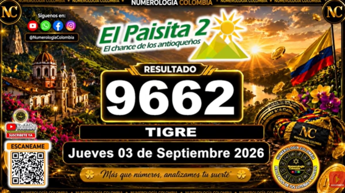 El Paisita Noche del 3 de septiembre de 2026. // Foto: captura de pantalla del canal de YouTube @NumerologíaColombia.