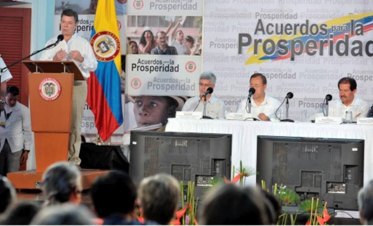 El presidente Juan Manuel Santos durante el 36 Acuerdo de la Prosperidad, realizado en Cartagena. Julio Castaño - El Universal
