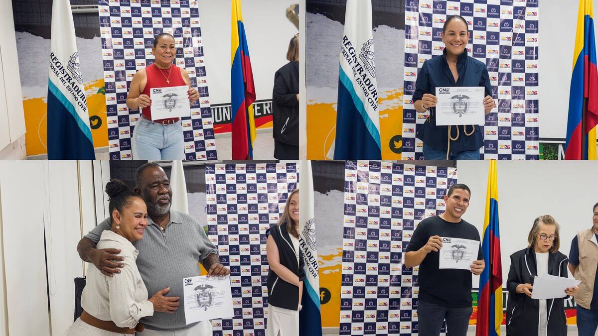 Yolanda Wong Baldiris, María Camila Salas Salas, Amaury Julio Pérez y José Ardila Pinedo, son cuatro de los seis representantes electos a la Cámara que recibieron su credencial tras el resultado de los escrutinios. // Fotos: Cortesía - Registraduría Nacional del Estado Civil.