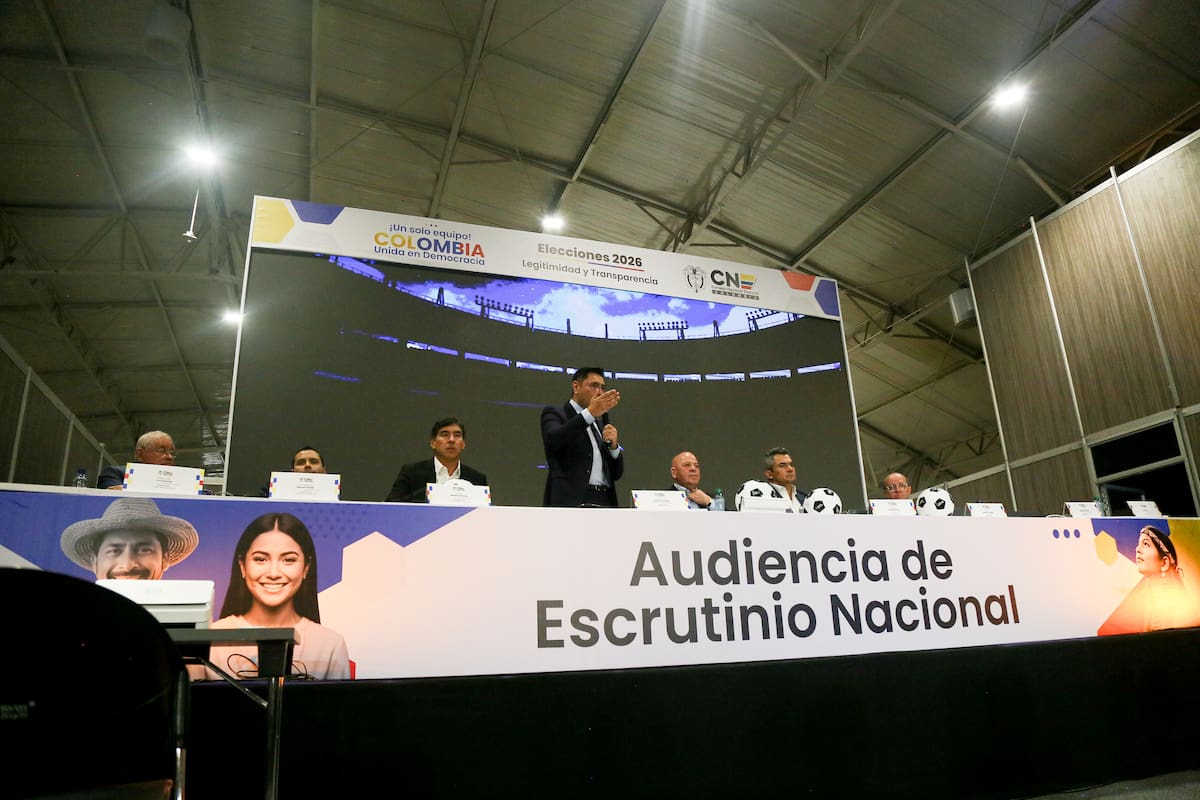 Bogotá. Abril 15 de 2026. El Presidente del Consejo Nacional Electoral, Cristian Quiroz realizó la presentación de las estrategias para el fortalecimiento de transparencia en la elecciones presidenciales. (Colprensa - Lina Gasca)