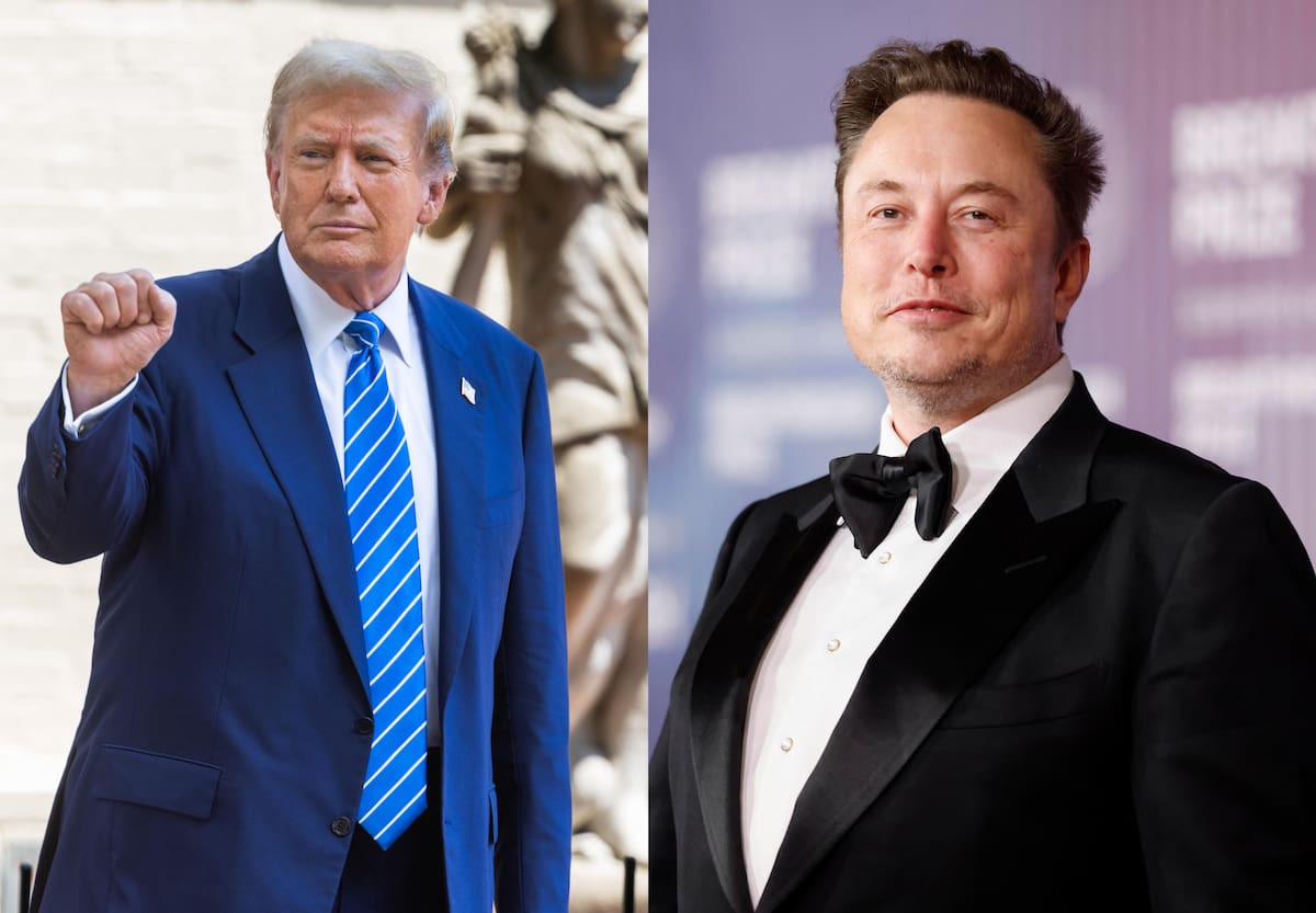 Combo de fotografías de archivo del electo presidente de Estados Unidos, Donald Trump (i), y el magnate y propietario de la red social X, Elon Musk. EFE/ Jim Lo Scalzo/Caroline Brehman ARCHIVO.